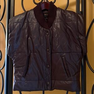 TRUTH Faux Leather Cap Sleeve Quilted Vest